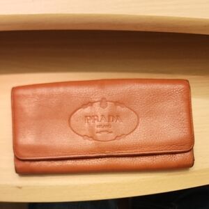 PRADA MILANO Brown Leather Long Wallet